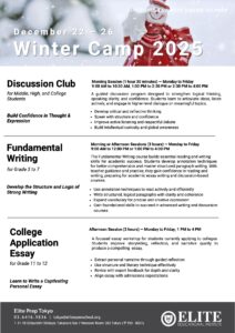 Winter Camp 2025 – December 22nd – 26thのアイキャッチ画像